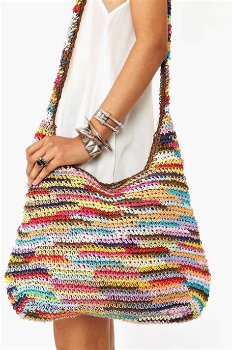 multicolored crochet bag